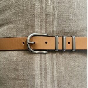 rag & bone Men's Leather‎ Belt M 42″ Natural Tan Veg-Tan Silver Buckle